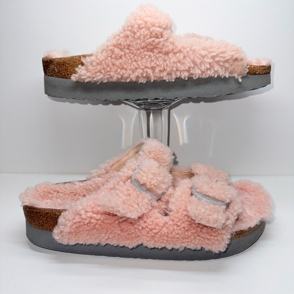 Birkenstock Plush Shearling Platform Sandals - Light Pink - Picture 6 of 9